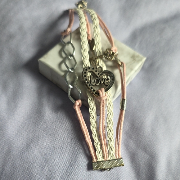 Jewelry - Silver and Pink Love Charm Bracelet